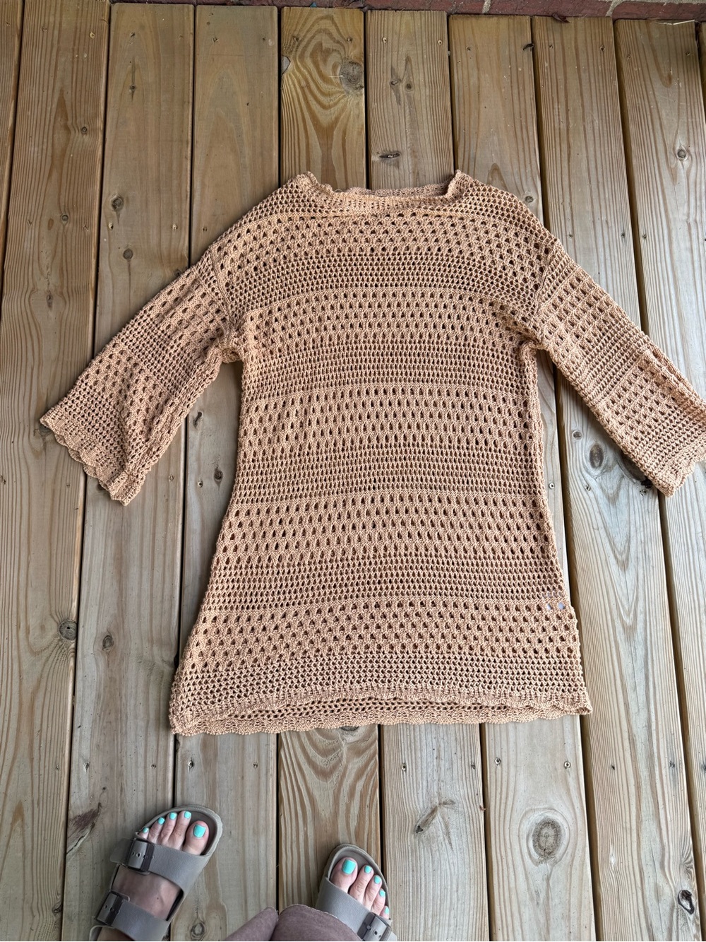 Beige Crochet Knit Swim Cover Up